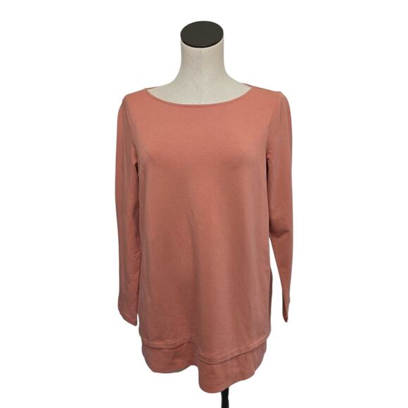 NWT J. Jill Pure Jill Harmony Rib-Trimmed Tunic Womens Sz Medium Petite Red Clay - Picture 1 of 10